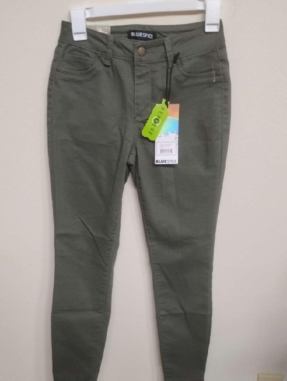 NWT Blue Spice High Waist Ankle Recycled Twill Pants in Olive